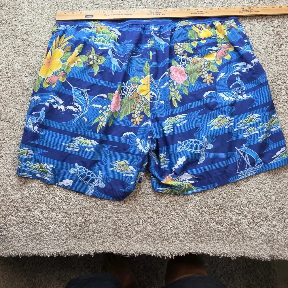 Tommy Bahama Swim Trunks Mens 3XLT Blue Hawaiian Island Map Tropical Surf Board
